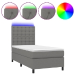 Letto a Molle Materasso e LED Grigio Scuro 100x200cm in Tessuto