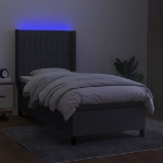 Letto a Molle Materasso e LED Grigio Scuro 100x200cm in Tessuto