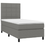 Letto a Molle Materasso e LED Grigio Scuro 100x200cm in Tessuto