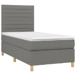 Letto a Molle Materasso e LED Grigio Scuro 100x200cm in Tessuto