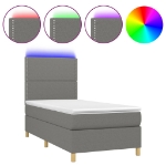 Letto a Molle Materasso e LED Grigio Scuro 100x200cm in Tessuto