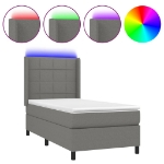 Letto a Molle Materasso e LED Grigio Scuro 100x200cm in Tessuto