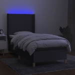 Letto a Molle Materasso e LED Grigio Scuro 100x200cm in Tessuto