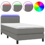 Letto a Molle Materasso e LED Grigio Scuro 100x200cm in Tessuto