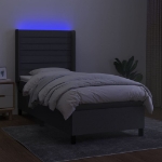 Letto a Molle Materasso e LED Grigio Scuro 100x200cm in Tessuto