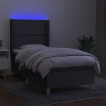 Letto a Molle Materasso e LED Grigio Scuro 100x200cm in Tessuto