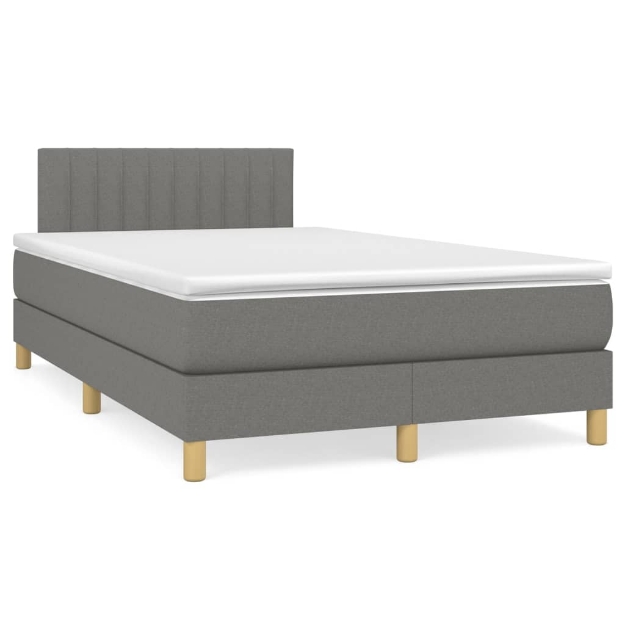 Letto a Molle Materasso e LED Grigio Scuro 120x190cm in Tessuto