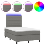 Letto a Molle Materasso e LED Grigio Scuro 120x190cm in Tessuto