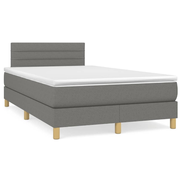 Letto a Molle Materasso e LED Grigio Scuro 120x190cm in Tessuto