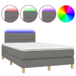 Letto a Molle Materasso e LED Grigio Scuro 120x190cm in Tessuto