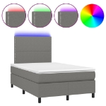 Letto a Molle Materasso e LED Grigio Scuro 120x190cm in Tessuto