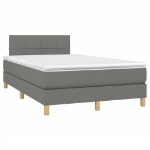 Letto a Molle Materasso e LED Grigio Scuro 120x190cm in Tessuto