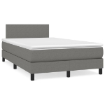 Letto a Molle Materasso e LED Grigio Scuro 120x190cm in Tessuto