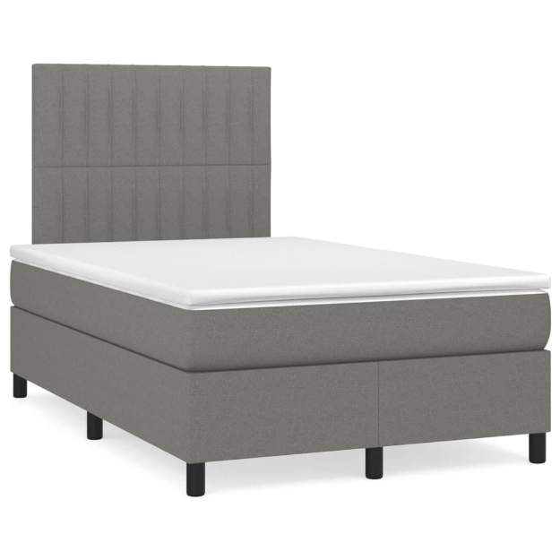 Letto a Molle Materasso e LED Grigio Scuro 120x190cm in Tessuto