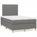 Letto a Molle Materasso e LED Grigio Scuro 120x190cm in Tessuto