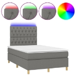 Letto a Molle Materasso e LED Grigio Scuro 120x190cm in Tessuto