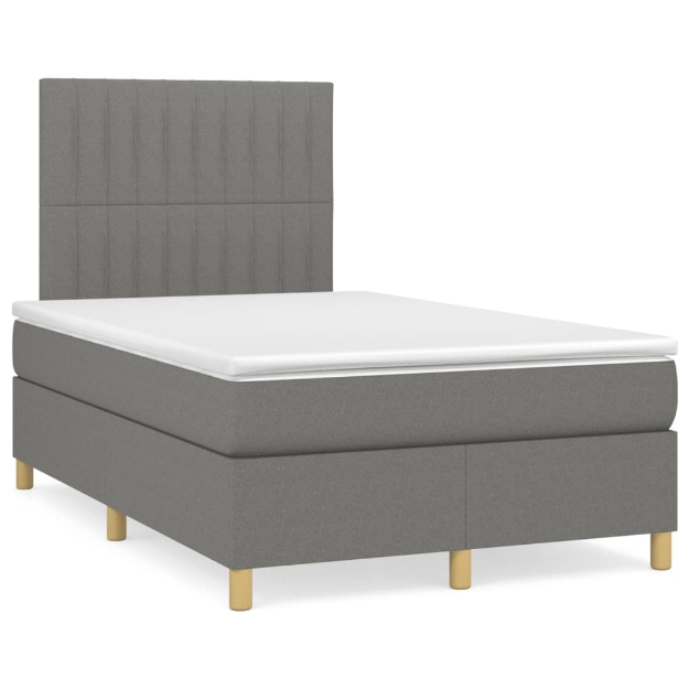 Letto a Molle Materasso e LED Grigio Scuro 120x190cm in Tessuto