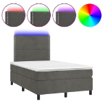 Letto a Molle Materasso e LED Grigio Scuro 120x190cm in Velluto