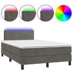 Letto a Molle Materasso e LED Grigio Scuro 120x190cm in Velluto