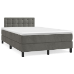 Letto a Molle Materasso e LED Grigio Scuro 120x190cm in Velluto