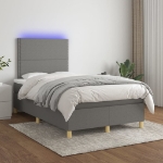 Letto a Molle Materasso e LED Grigio Scuro 120x200cm in Tessuto