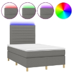 Letto a Molle Materasso e LED Grigio Scuro 120x200cm in Tessuto