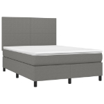 Letto a Molle Materasso e LED Grigio Scuro 140x190cm in Tessuto