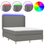 Letto a Molle Materasso e LED Grigio Scuro 140x190cm in Tessuto