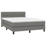 Letto a Molle Materasso e LED Grigio Scuro 140x190cm in Tessuto