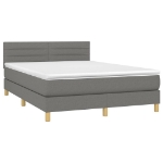 Letto a Molle Materasso e LED Grigio Scuro 140x190cm in Tessuto