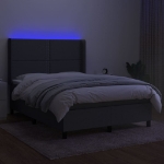 Letto a Molle Materasso e LED Grigio Scuro 140x190cm in Tessuto