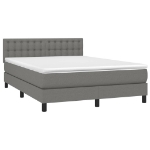 Letto a Molle Materasso e LED Grigio Scuro 140x190cm in Tessuto