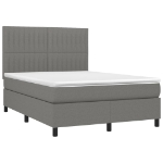 Letto a Molle Materasso e LED Grigio Scuro 140x190cm in Tessuto