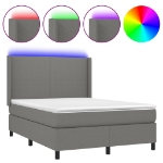 Letto a Molle Materasso e LED Grigio Scuro 140x190cm in Tessuto