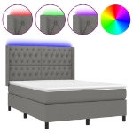 Letto a Molle Materasso e LED Grigio Scuro 140x190cm in Tessuto