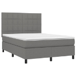 Letto a Molle Materasso e LED Grigio Scuro 140x190cm in Tessuto