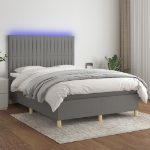 Letto a Molle Materasso e LED Grigio Scuro 140x190cm in Tessuto