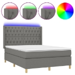 Letto a Molle Materasso e LED Grigio Scuro 140x190cm in Tessuto