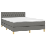 Letto a Molle Materasso e LED Grigio Scuro 140x200cm in Tessuto