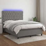 Letto a Molle Materasso e LED Grigio Scuro 140x200cm in Tessuto