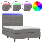 Letto a Molle Materasso e LED Grigio Scuro 140x200cm in Tessuto