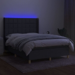 Letto a Molle Materasso e LED Grigio Scuro 140x200cm in Tessuto