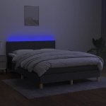 Letto a Molle Materasso e LED Grigio Scuro 140x200cm in Tessuto