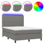 Letto a Molle Materasso e LED Grigio Scuro 140x200cm in Tessuto