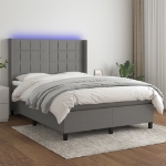 Letto a Molle Materasso e LED Grigio Scuro 140x200cm in Tessuto