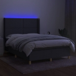 Letto a Molle Materasso e LED Grigio Scuro 140x200cm in Tessuto