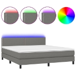 Letto a Molle Materasso e LED Grigio Scuro 160x200cm in Tessuto