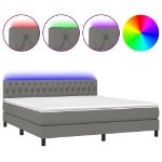 Letto a Molle Materasso e LED Grigio Scuro 160x200cm in Tessuto