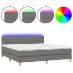 Letto a Molle Materasso e LED Grigio Scuro 160x200cm in Tessuto