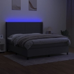 Letto a Molle Materasso e LED Grigio Scuro 160x200cm in Tessuto